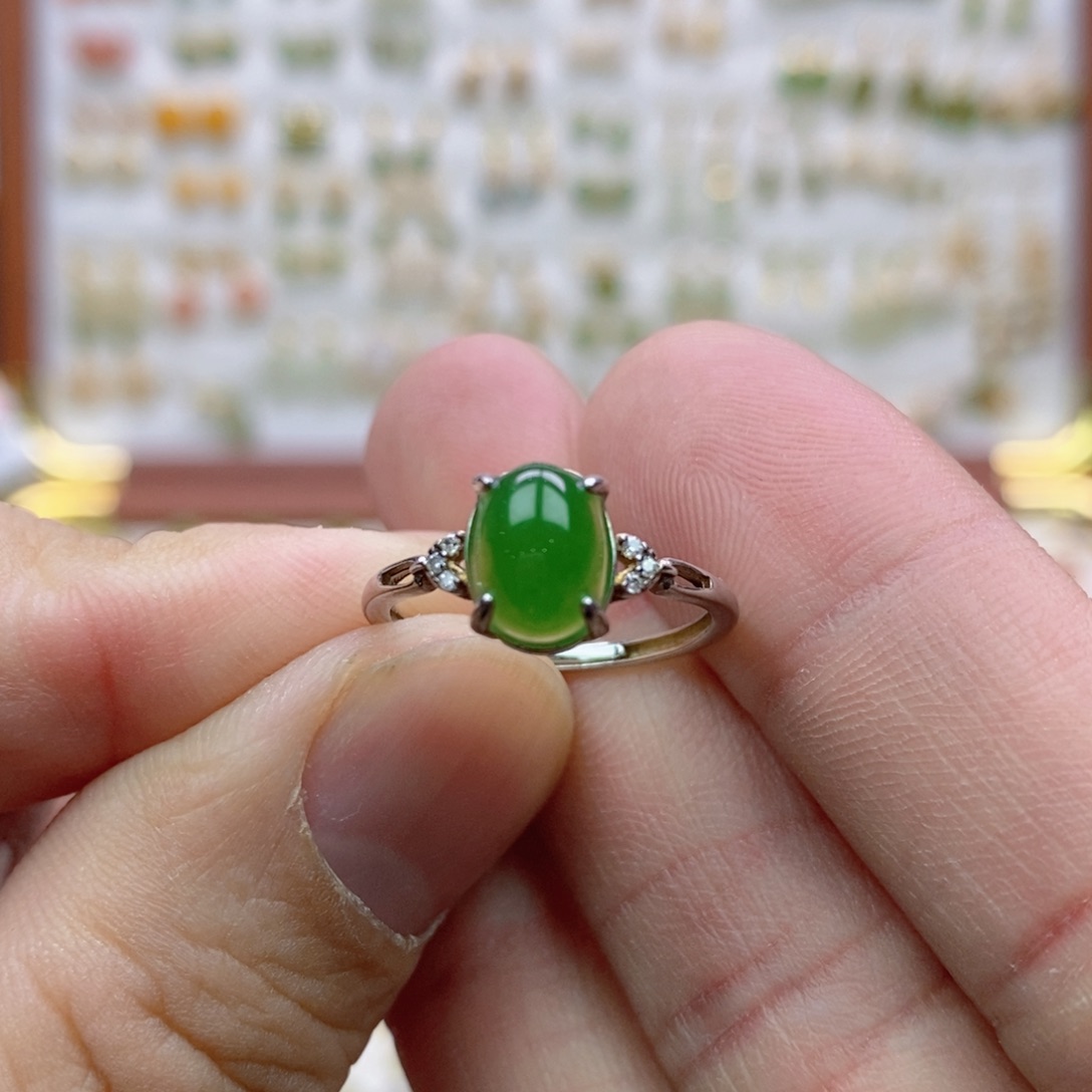 和田玉银S925镶嵌戒指