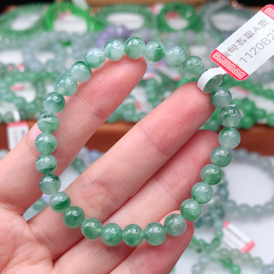 翡翠手链未镶嵌竹****y翡翠6.3mm