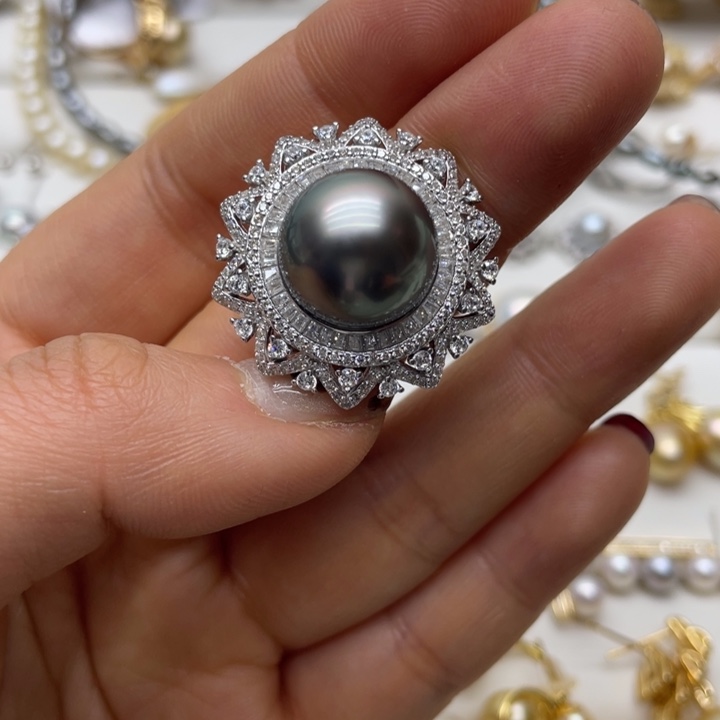 海水珍珠戒指银S925镶嵌