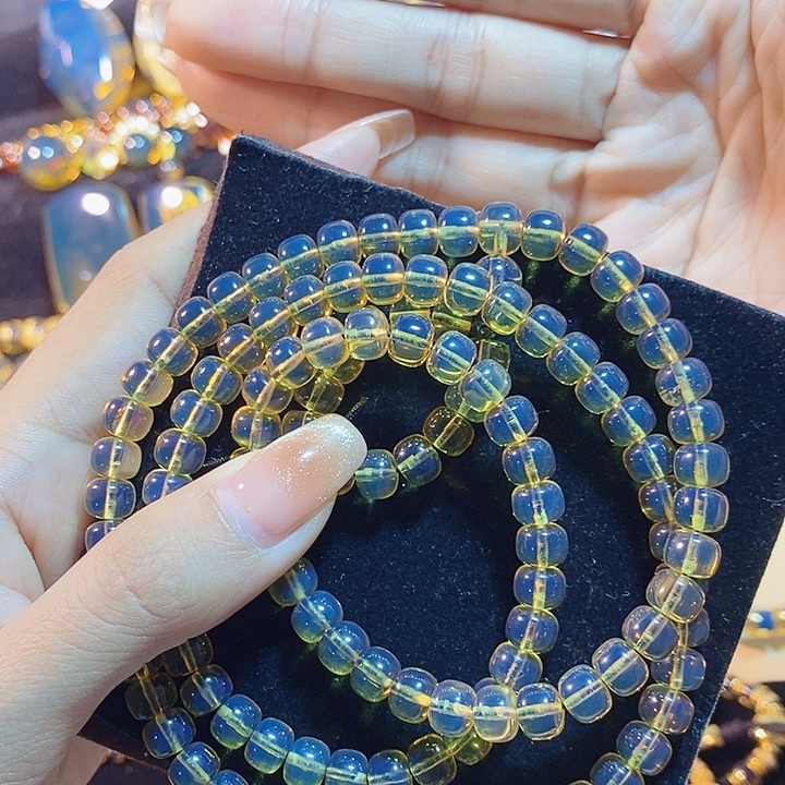 蓝珀未镶嵌珠宝奇石墨西哥蓝珀老型佛珠7