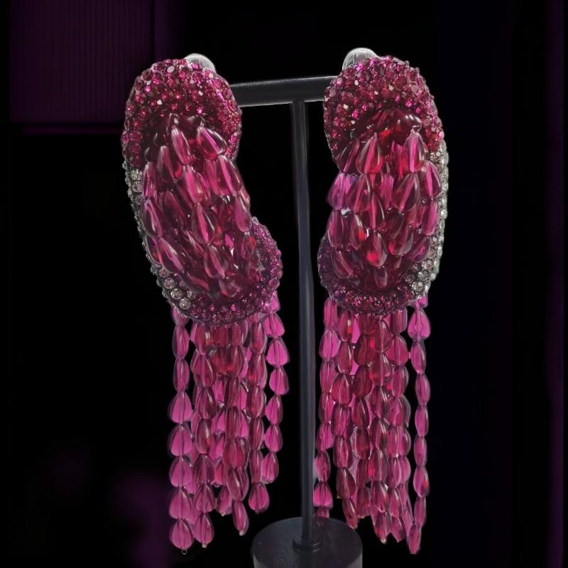 铜合金亚克力耳饰 铜合金亚克力耳饰 【晶晶甄选】粉色穗穗耳饰耳环