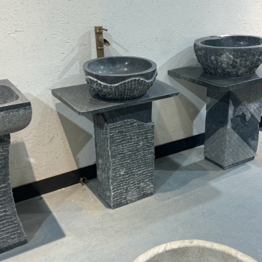 石雕洗手盆石头洗衣池一体水槽大理石庭院室外落地整石花岗岩家用