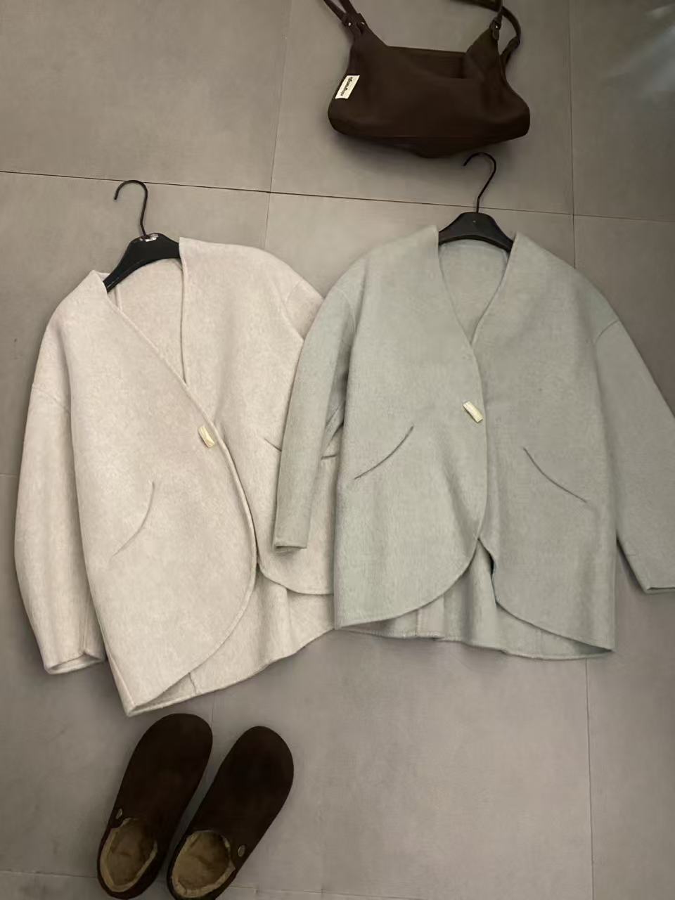 【ARONG阿荣家】短款大衣外套08631-绿色燕麦色-F