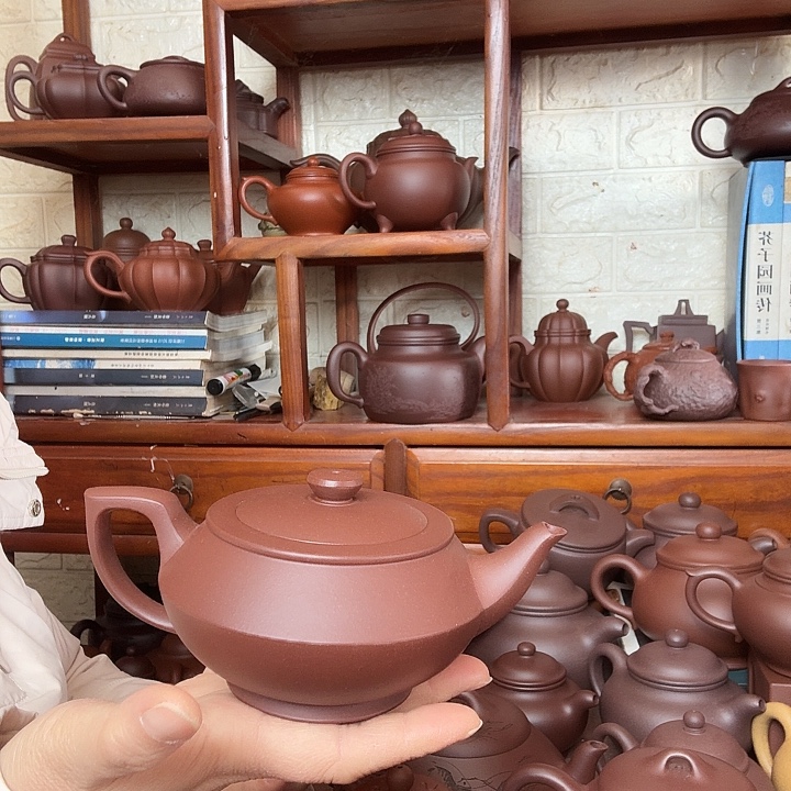 丁***师茶壶紫砂汉云300cc底槽清精工半手工