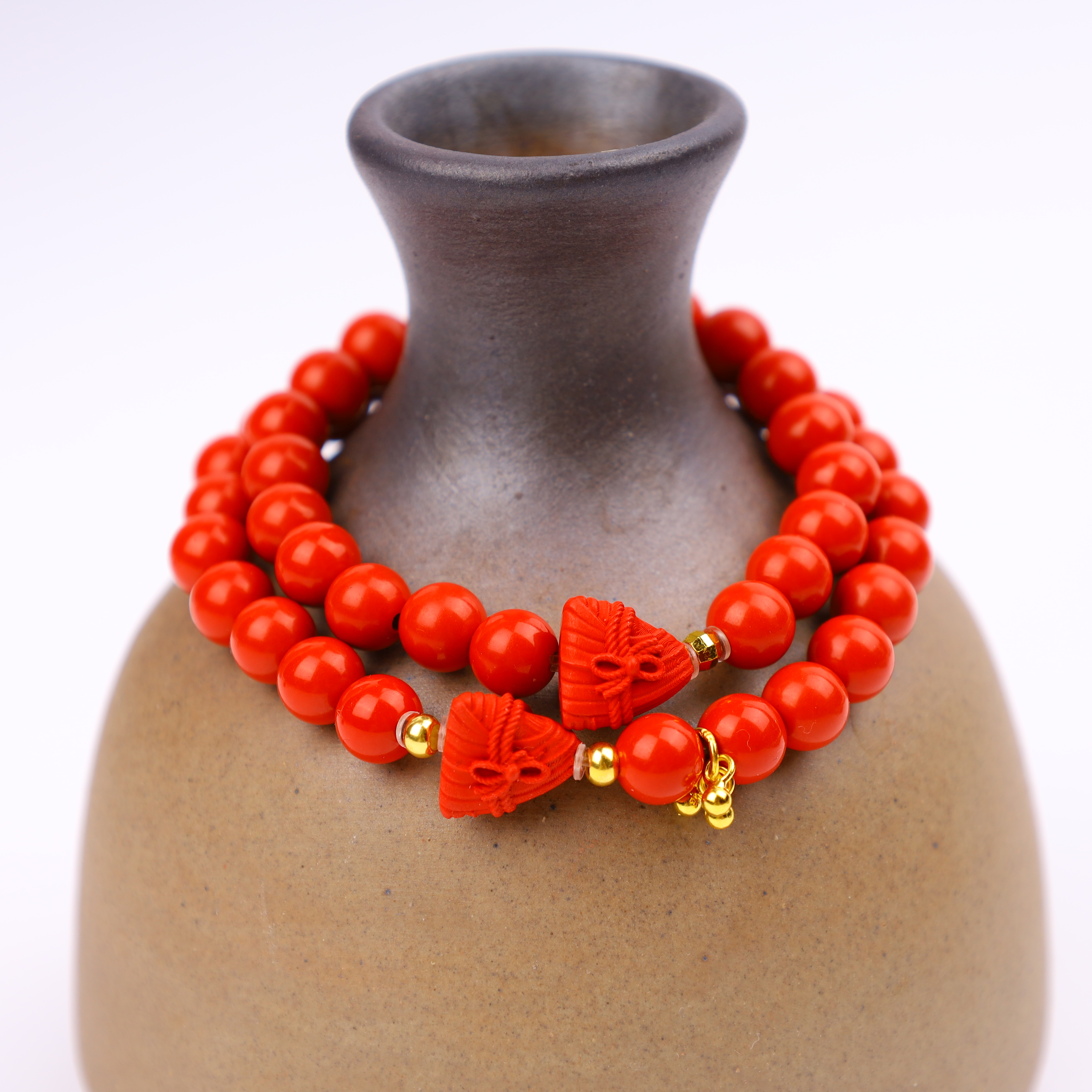 含辰砂工艺品【心如珠宝甄选】赐福粽子 朱砂手串YC1001