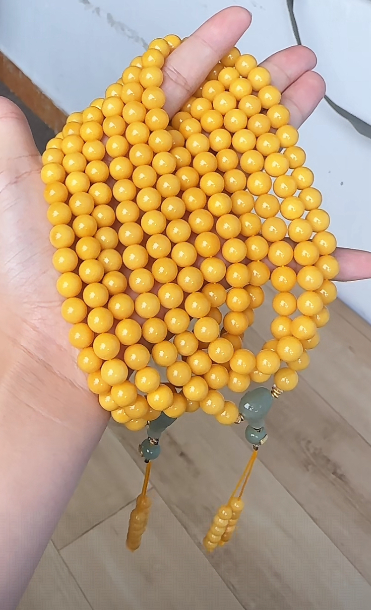 【齐福珠宝】XQ0584/8mm色标正黄收藏级DIY佛珠（多样性发其一）