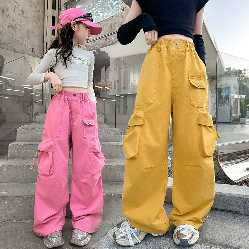 【毛妈潮牌】女童春装时髦百搭工装裤2025中大童新款韩版宽松休闲裤