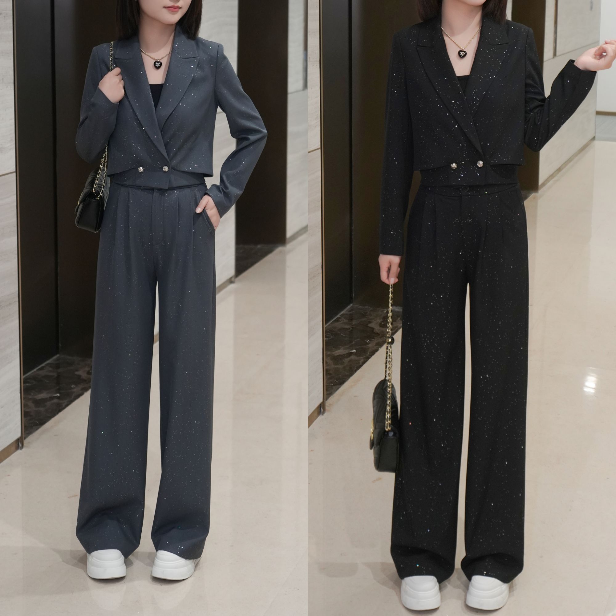 短款西装外套女套装春夏2025新款气质正装高级感小个子西服两件套