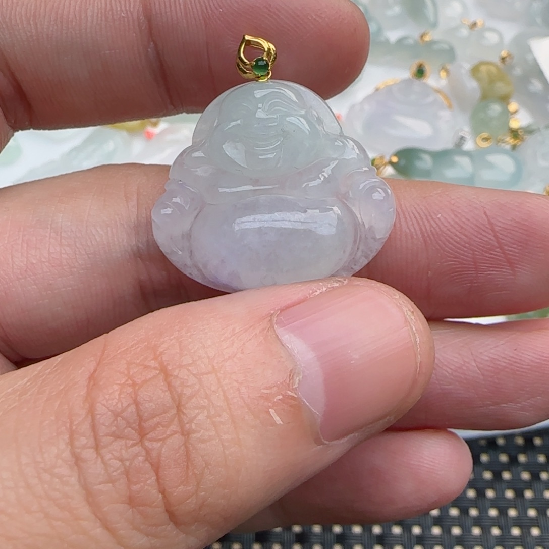 【闪购商品】翡翠吊坠(不含链)18K金镶嵌佛公