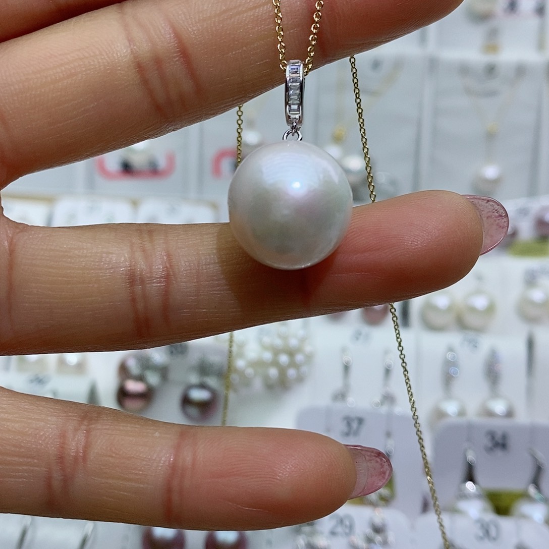 银S925镶嵌淡水珍珠耳饰