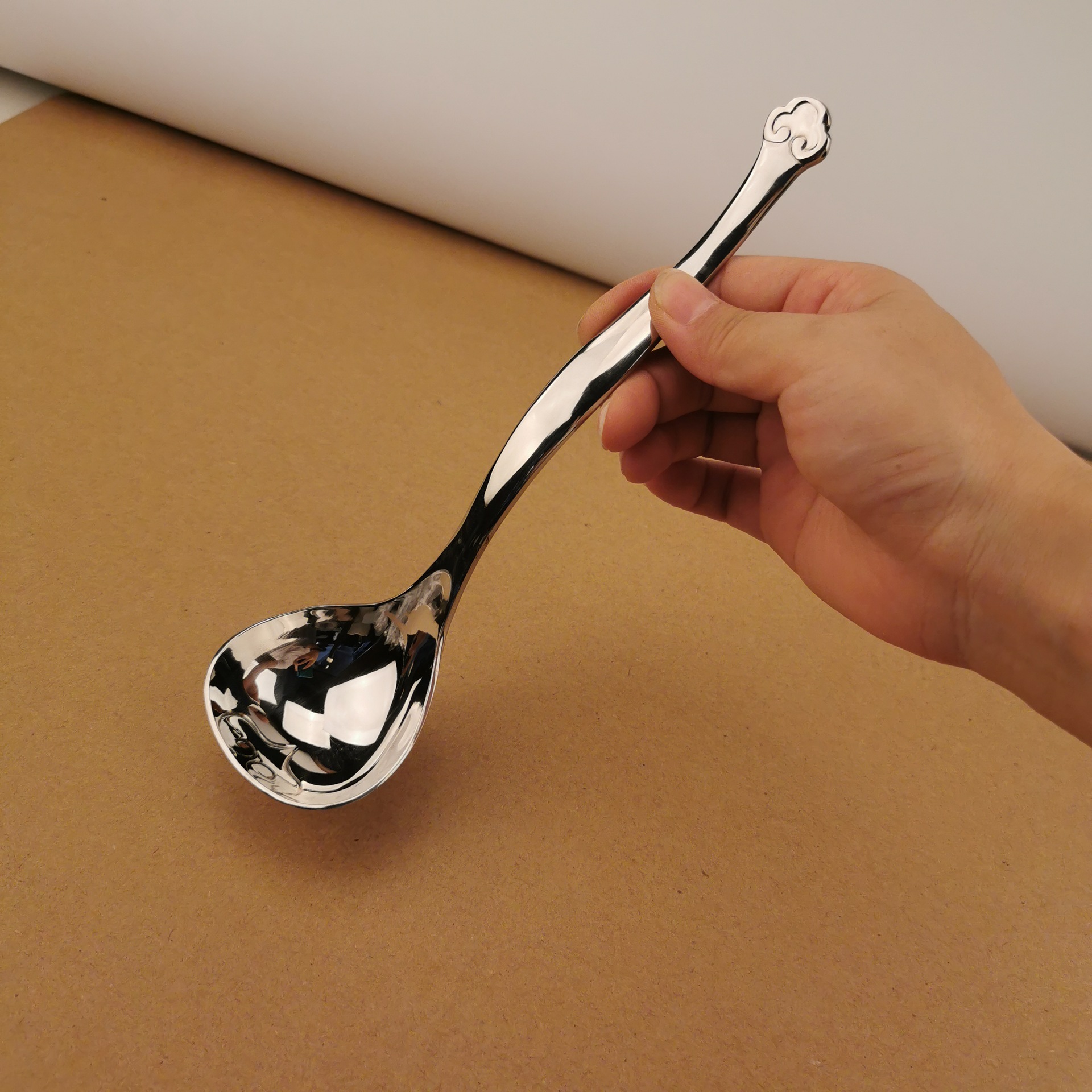 嗦粉勺18-10不锈钢大口喝汤勺子喝粥勺子专用干饭勺公勺小汤壳