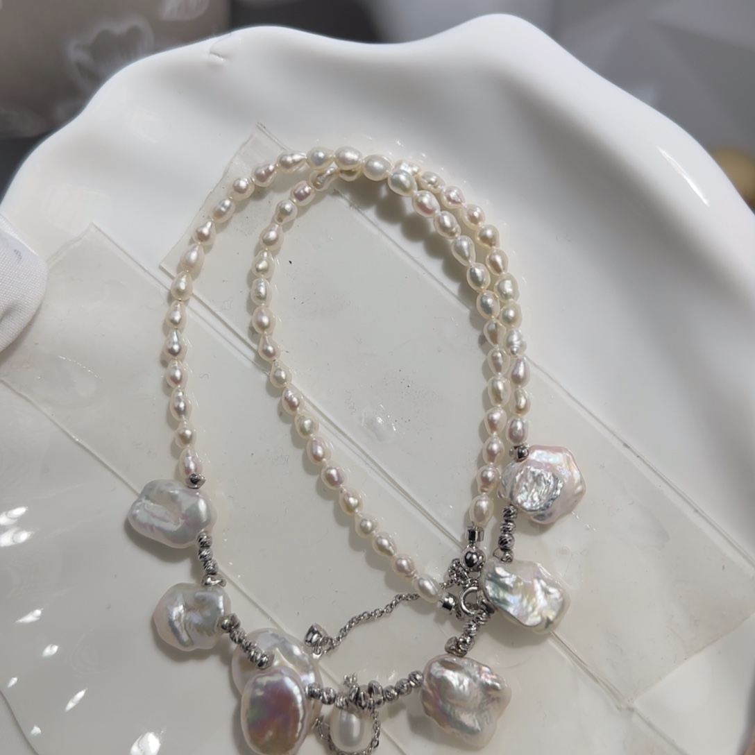 淡水珍珠颈饰银S925镶嵌