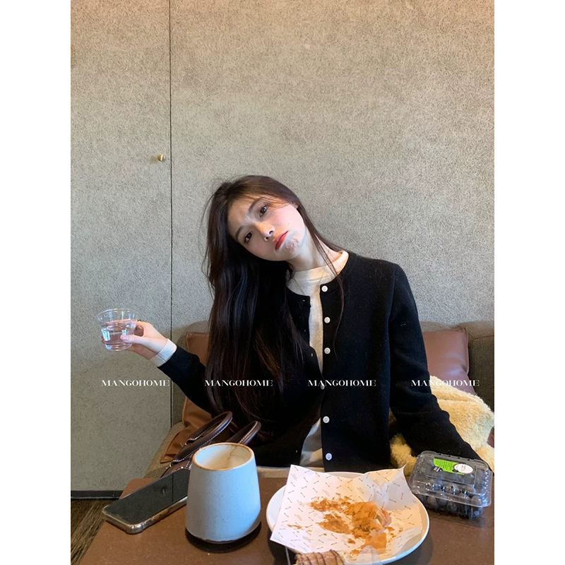 【红色】3879开衫外套超柔软高品质圆领上衣