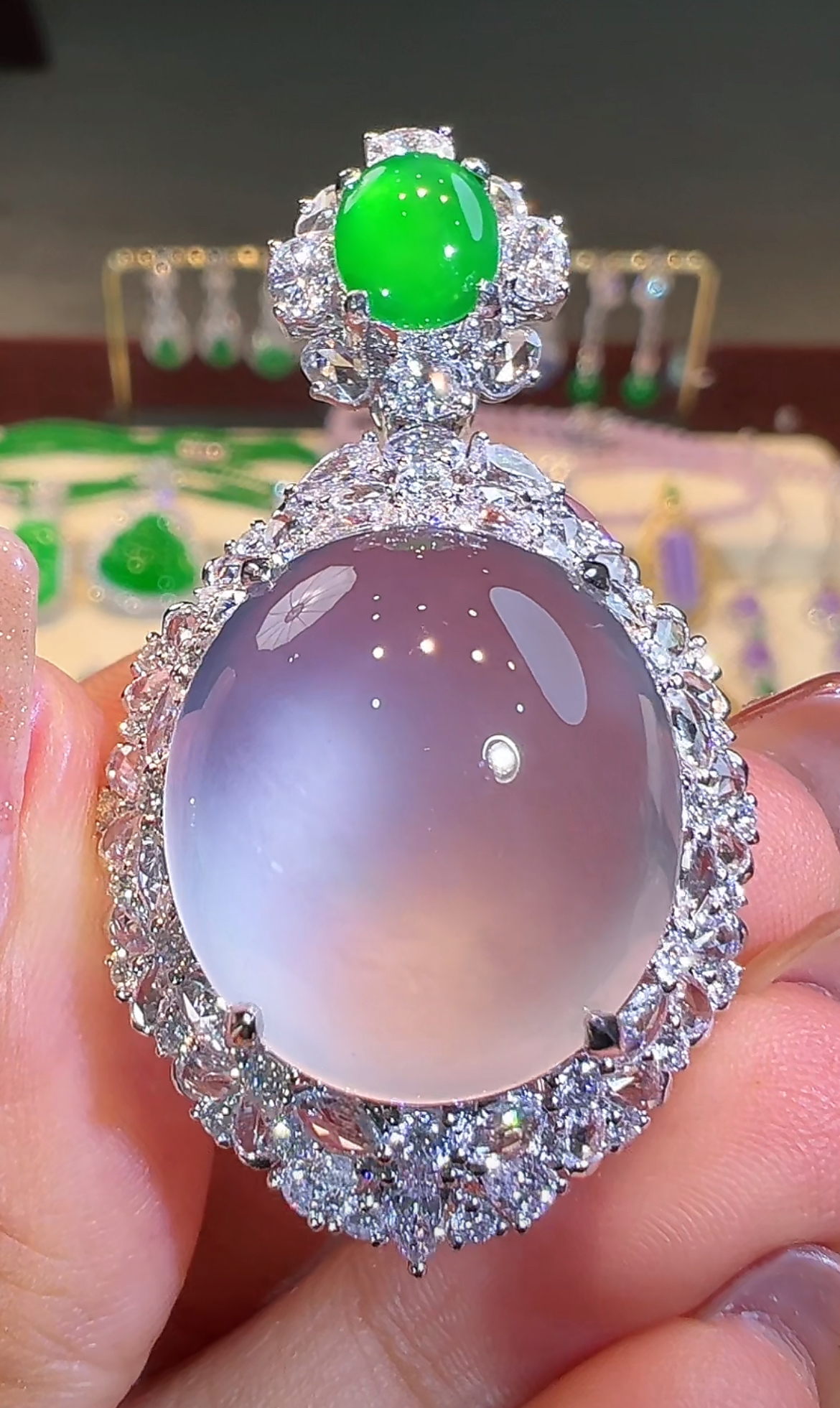 高冰玻璃蛋面吊坠