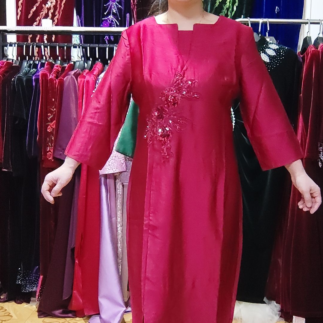 品牌枣红色礼服裙前开叉4XL130斤左右