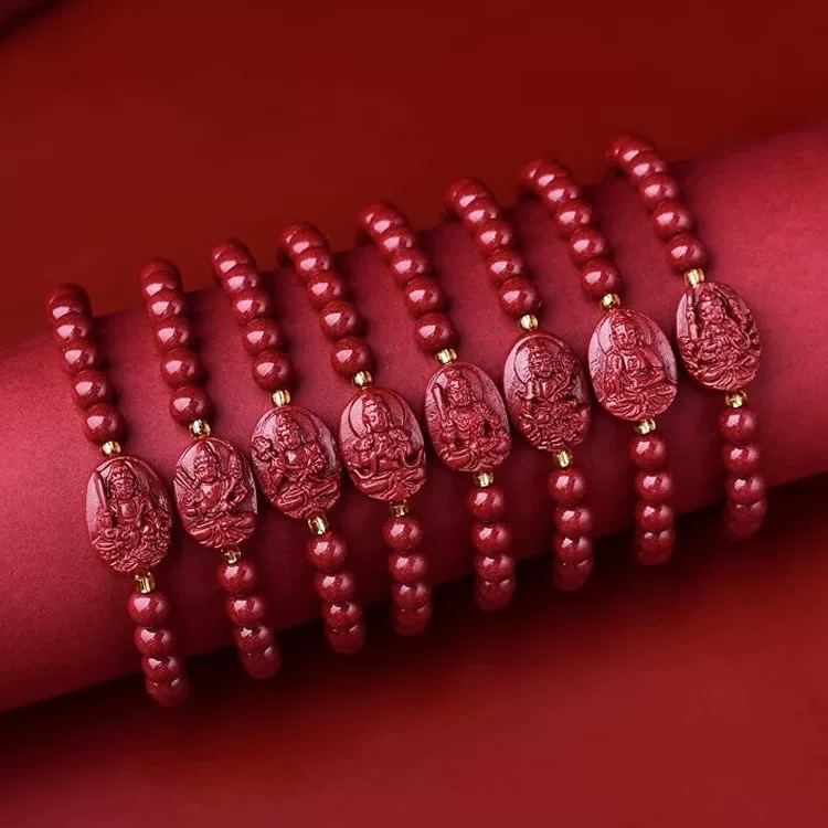 含辰砂工艺品正品朱砂八大守护佛紫金砂手串十二生肖本命26