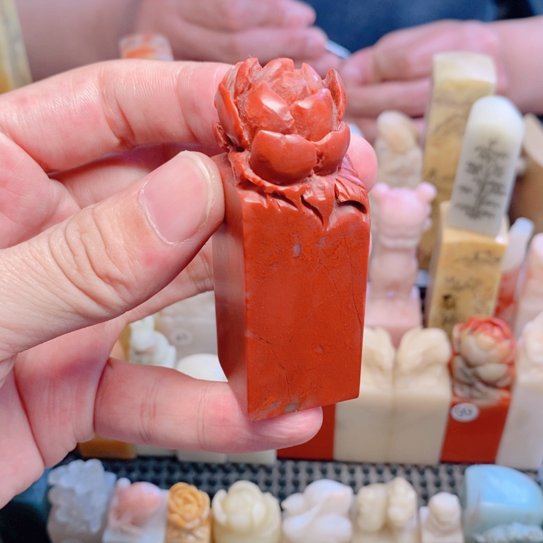 寿山石印石牡丹花