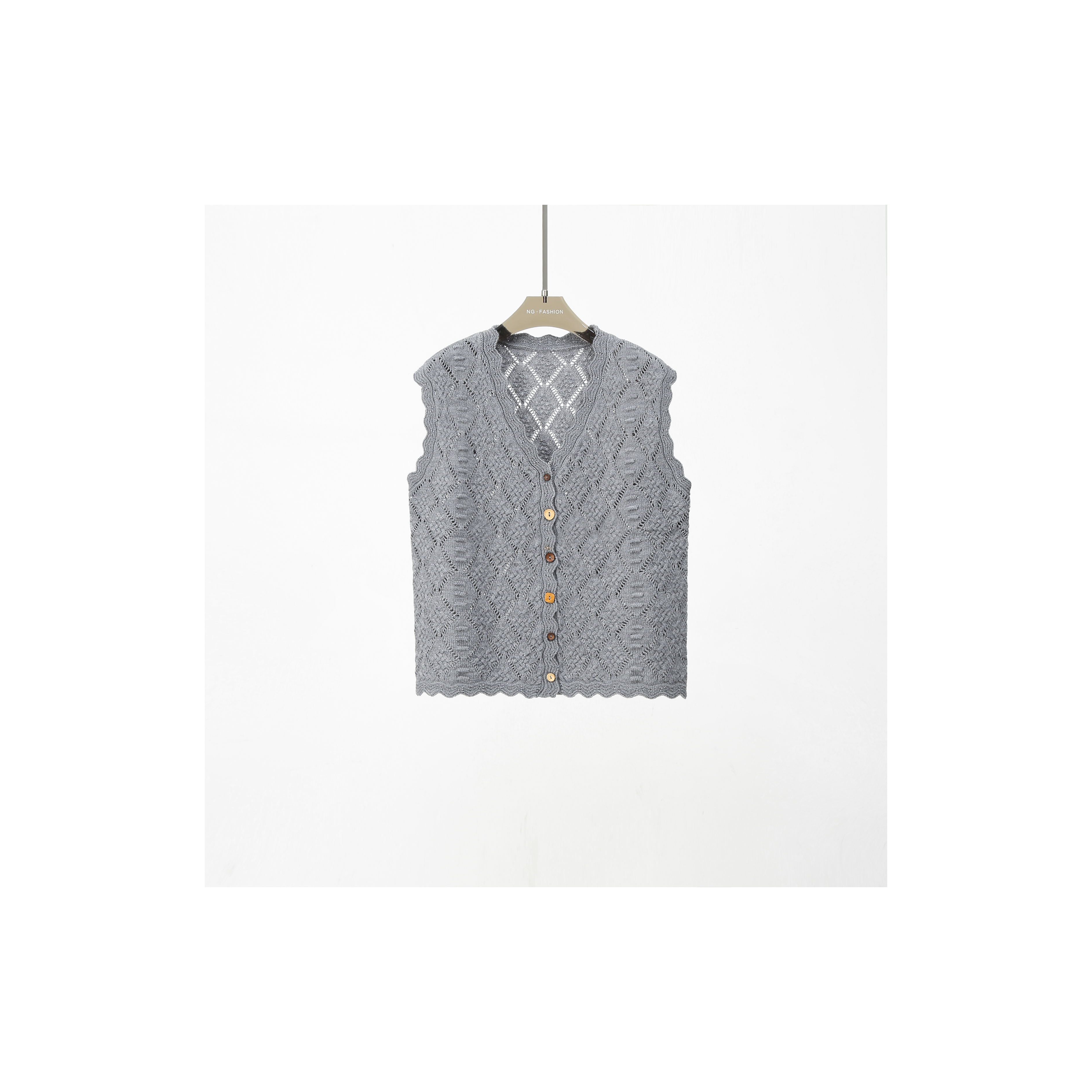 【DAXIU轻奢】早秋纯色镂空单排扣马甲背心-6822