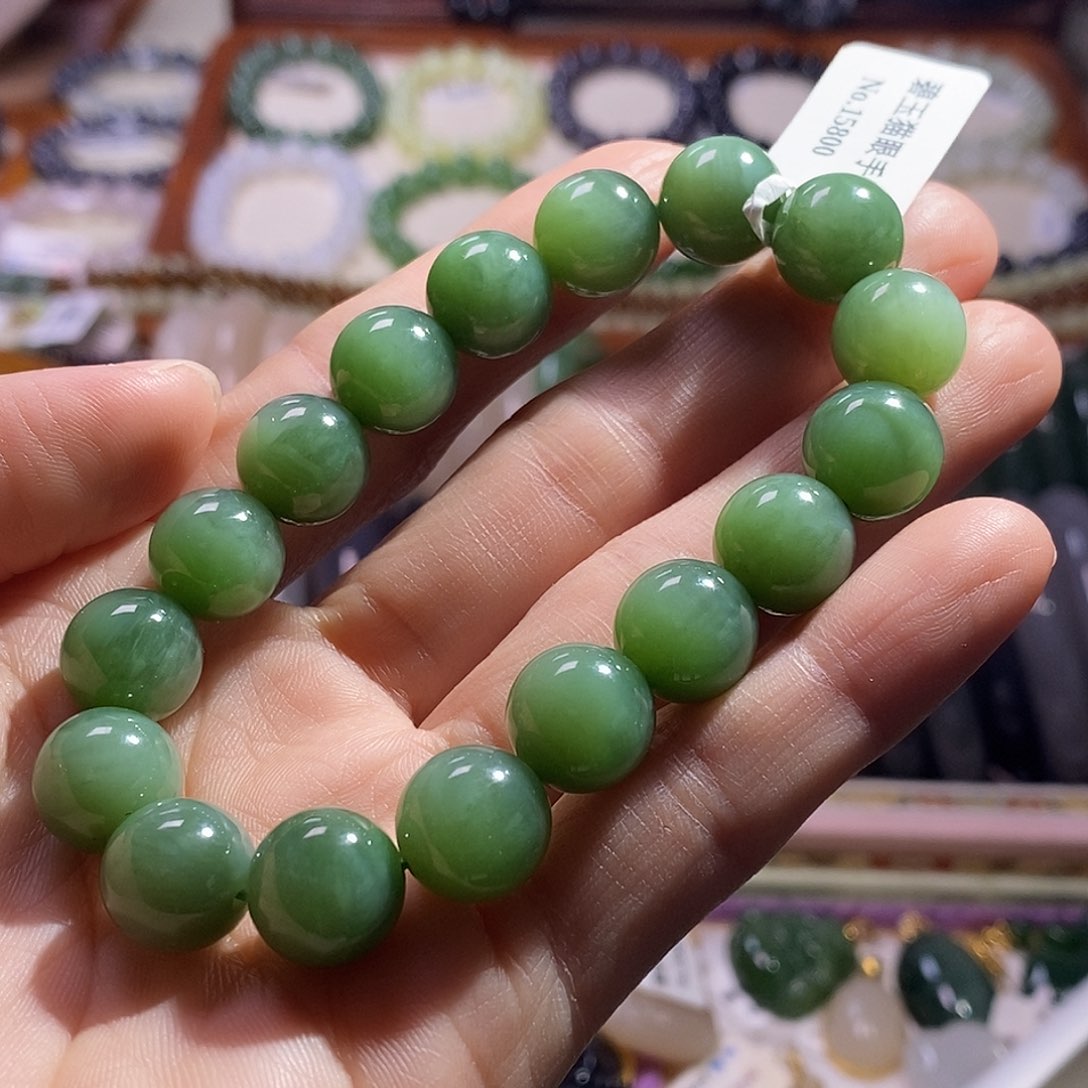 颈饰未镶嵌和田玉碧玉猫眼手串