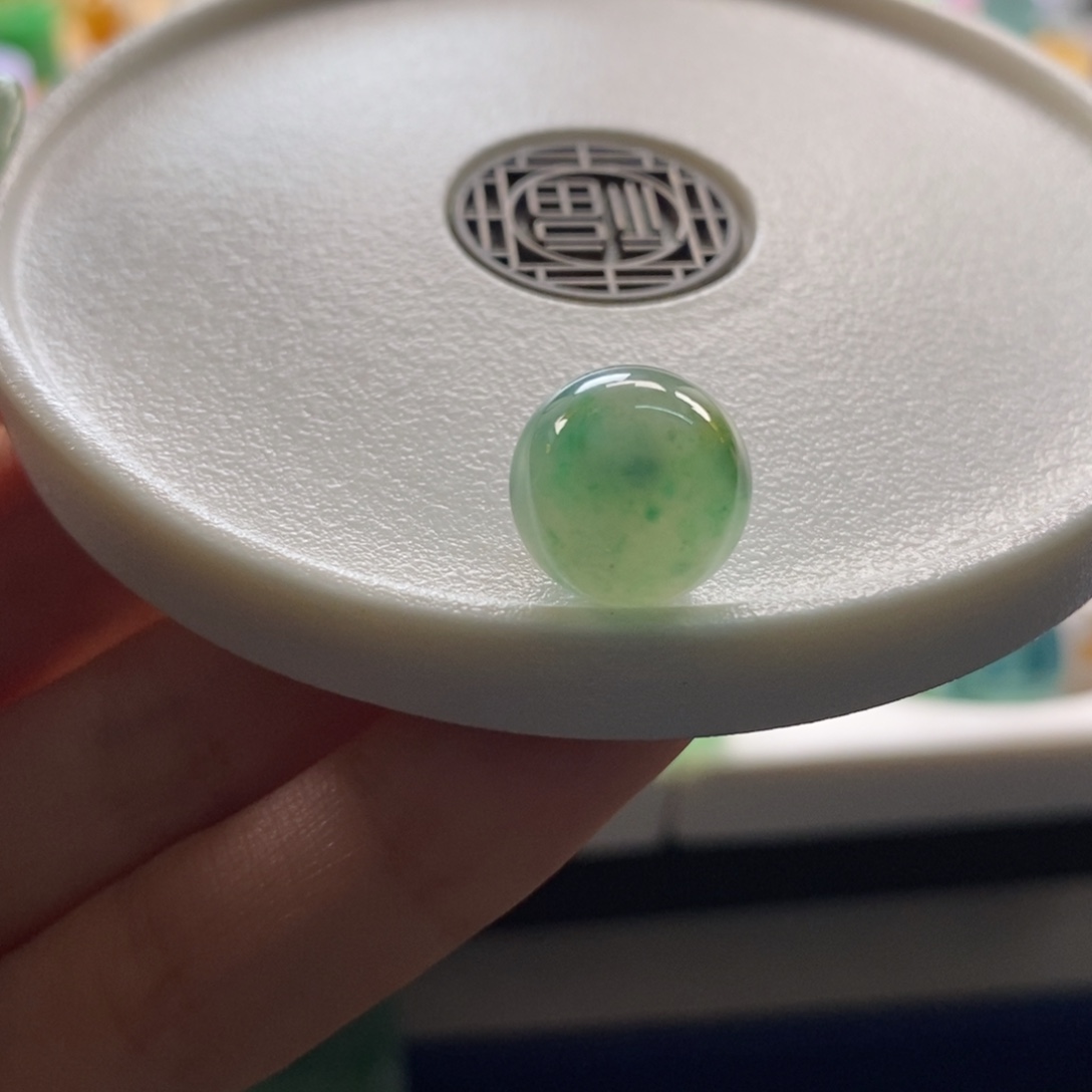 翡翠未镶嵌颈饰特色飘花圆珠卡12