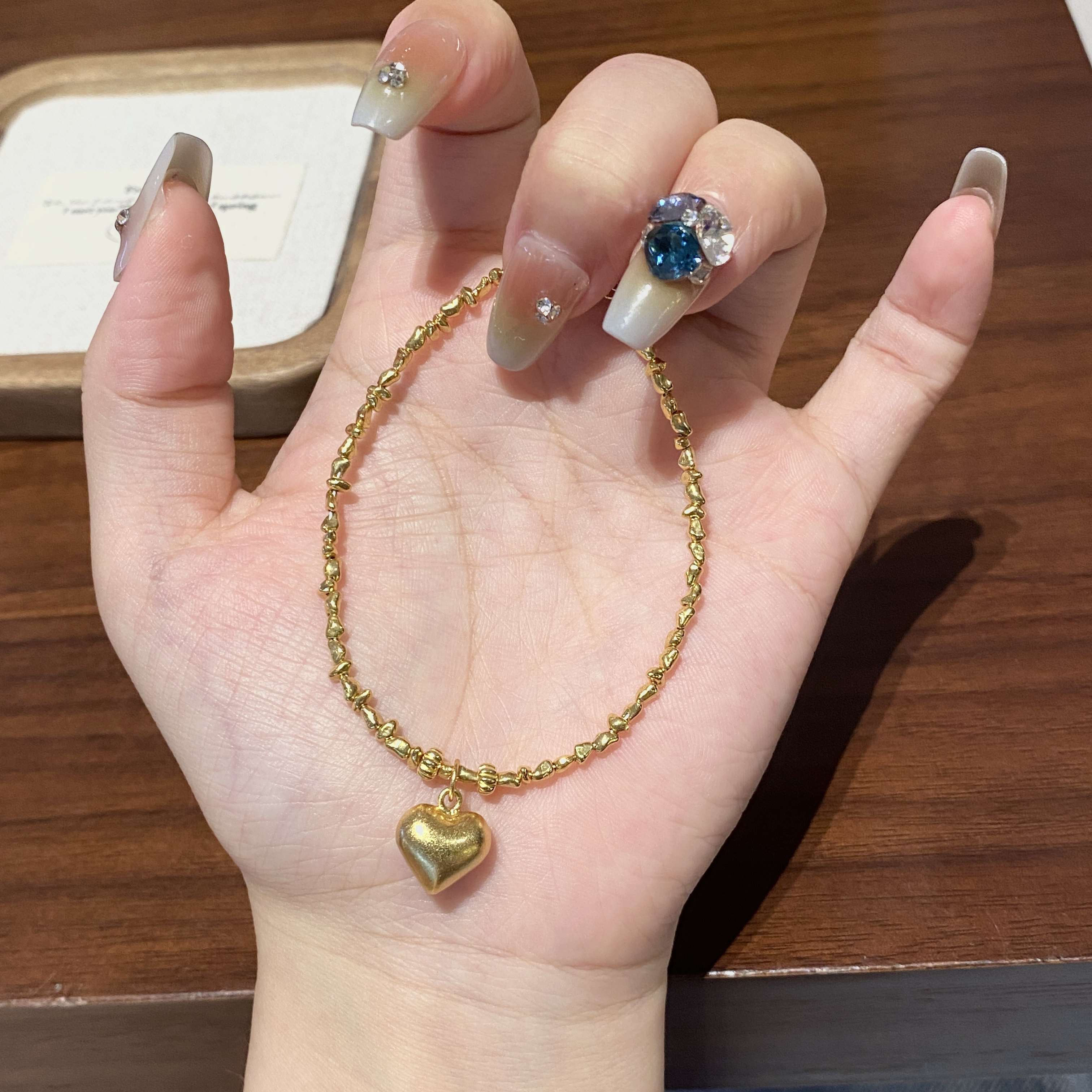 合成金属手链 法式小众金色复古手工