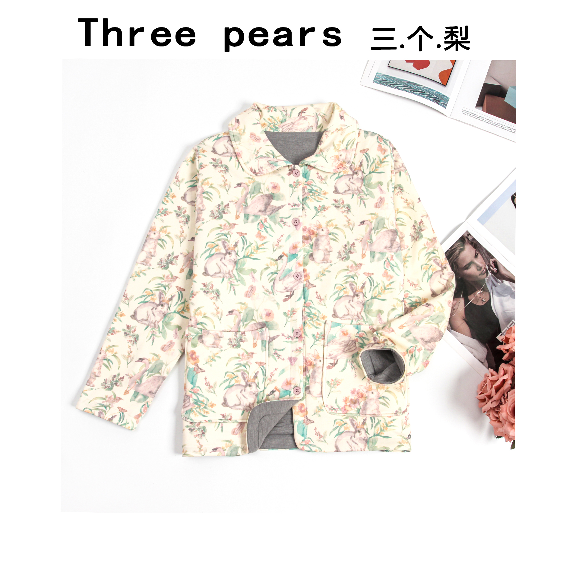 米色天鹅保暖棉衣AA6003