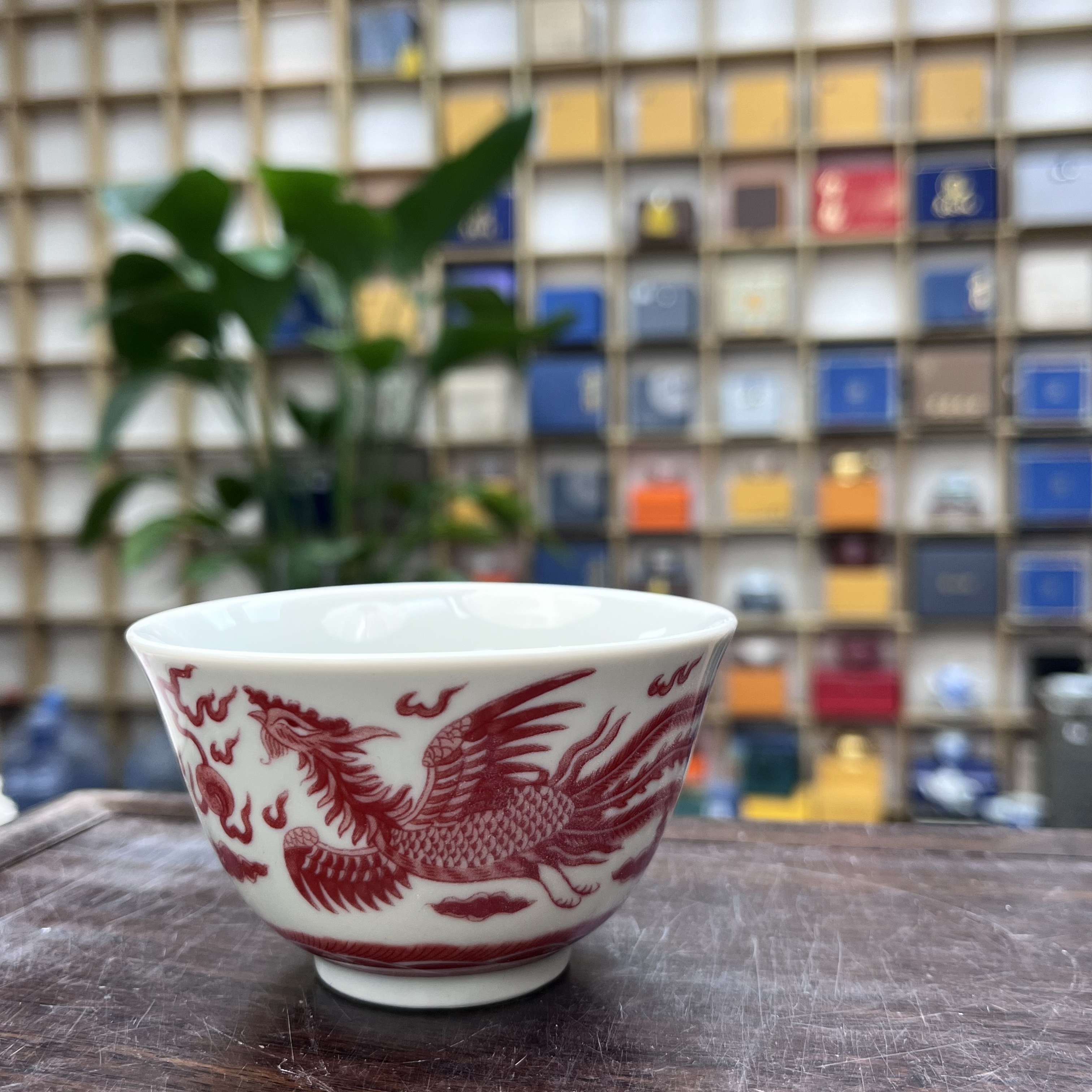 A19-青花釉里红龙茶杯主人杯（众）-1