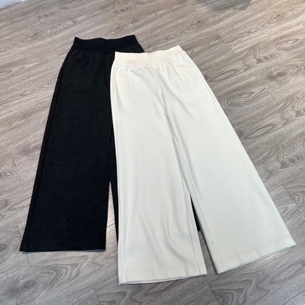 极简风腰头宽边肌理感长裤秋冬新款软糯慵懒显瘦直筒休闲女百搭