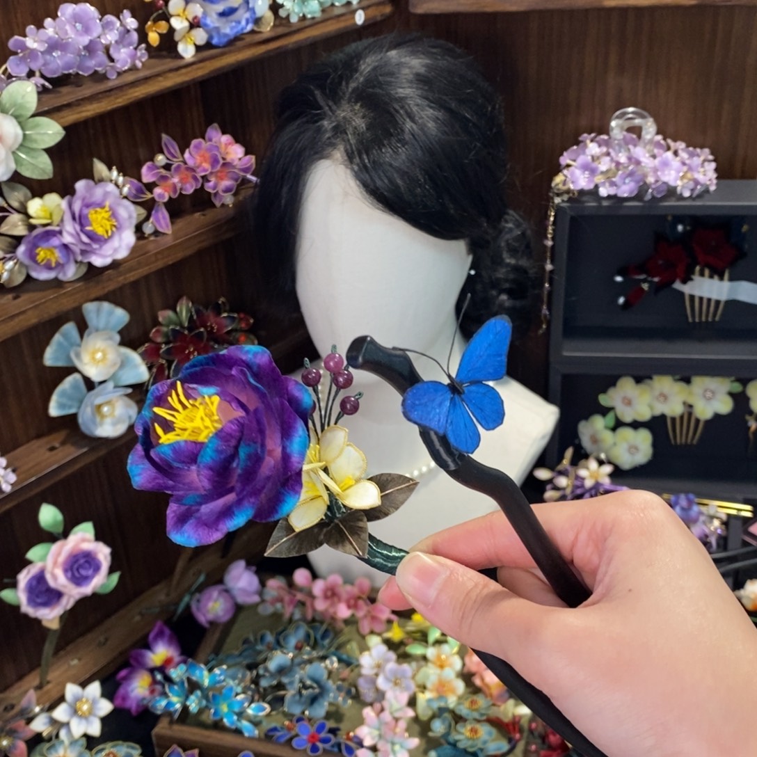 边***药非遗绒花古风发饰