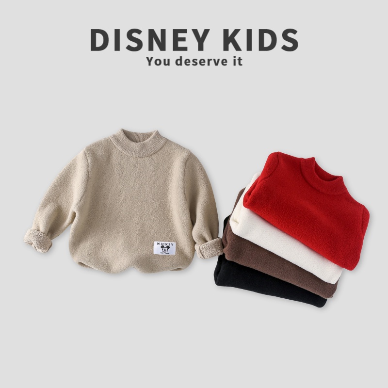 迪士尼儿童加厚亲肤仿貂绒毛衣一体绒加绒保暖针织衫XOT4ZS503