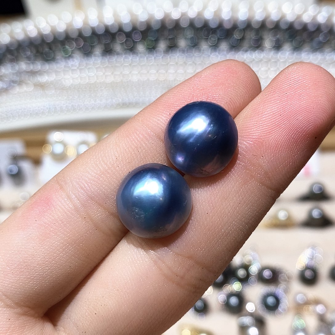 耳饰拼合珍珠（马贝珠）银S925镶嵌13-14