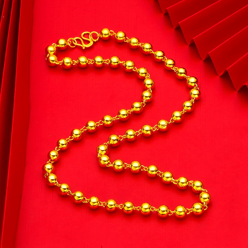 铜合金项链 卡6光面圆珠项链情侣款时尚百搭男女款经典潮流锁骨链