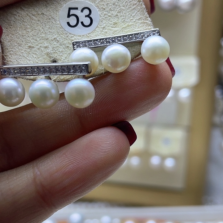 淡水珍珠耳饰银S925镶嵌