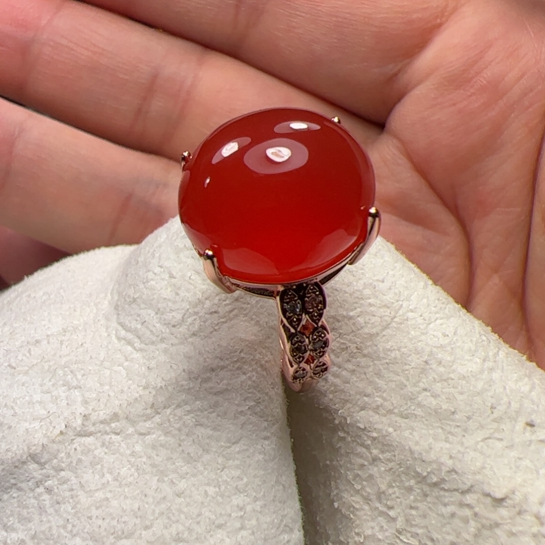 南红玛瑙戒指合金