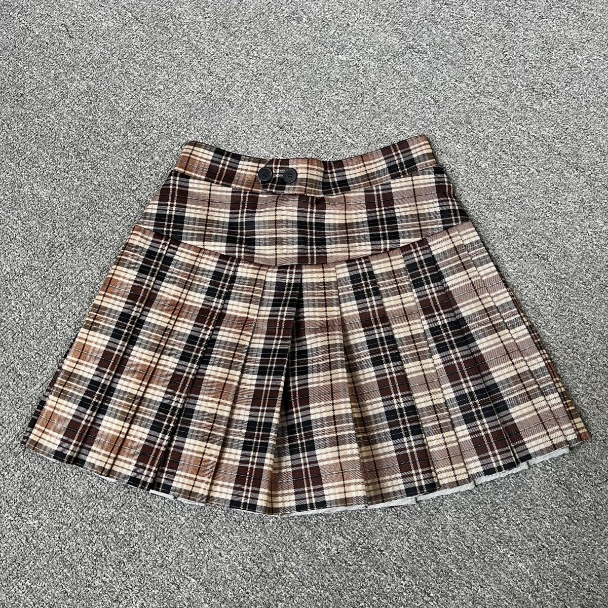 6060撤柜高腰短裙百褶裙秋冬百搭新款半身裙显瘦格子裙