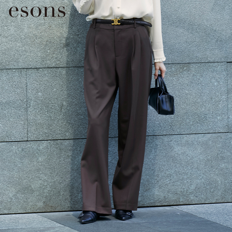 esons/爱城市【商场同款】法式百搭中高腰宽松直筒阔腿裤35851550