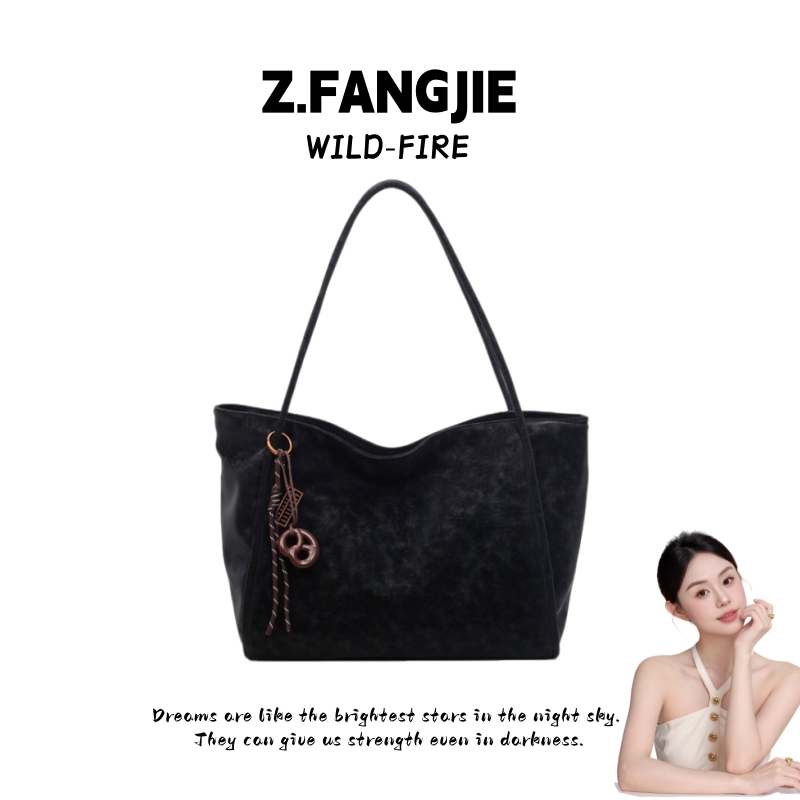 【王者专属】黑色复古大容量包女式新款潮高级感单肩包通勤托特包