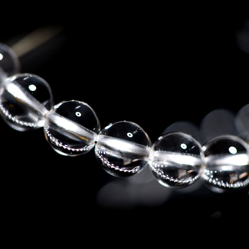 7A级全净体圆珠男女款轻奢百搭时尚饰品收藏级白水晶手链男女款