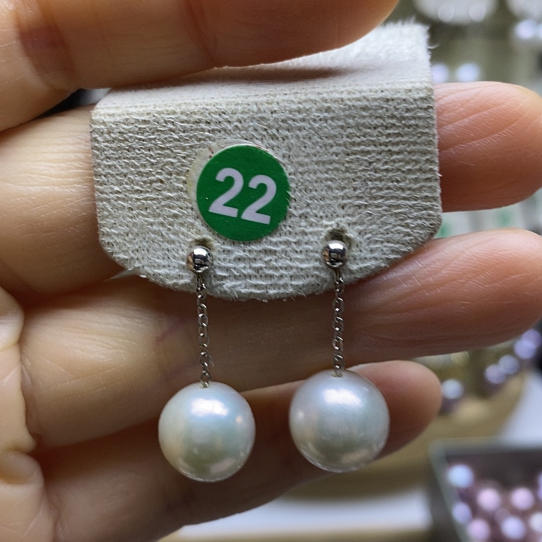 银S925镶嵌淡水珍珠耳饰