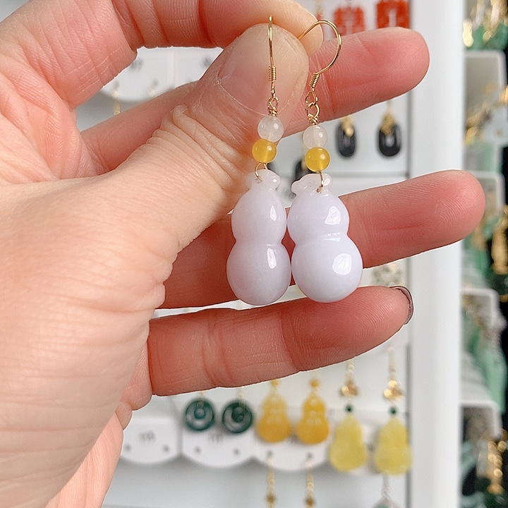 翡翠耳饰银S925镶嵌翡翠