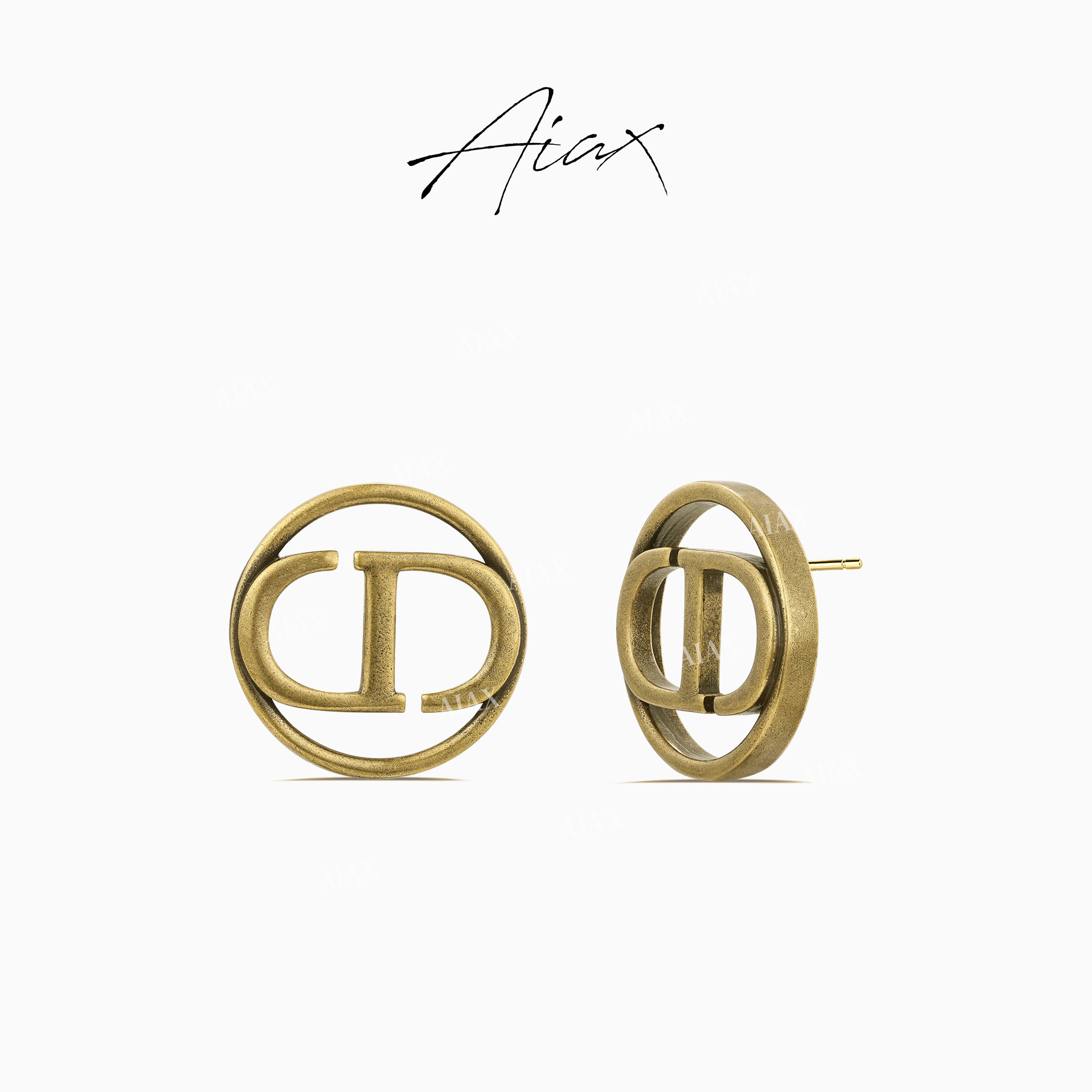 AIAX 镀K金 法式轻奢气质金属风经典时尚百搭个性镂空耳环TSL1179
