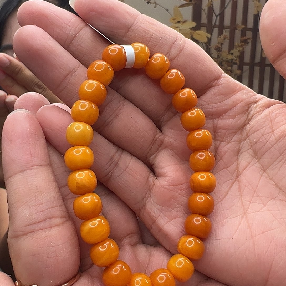 裸石琥珀未镶嵌橘皮手串9mm