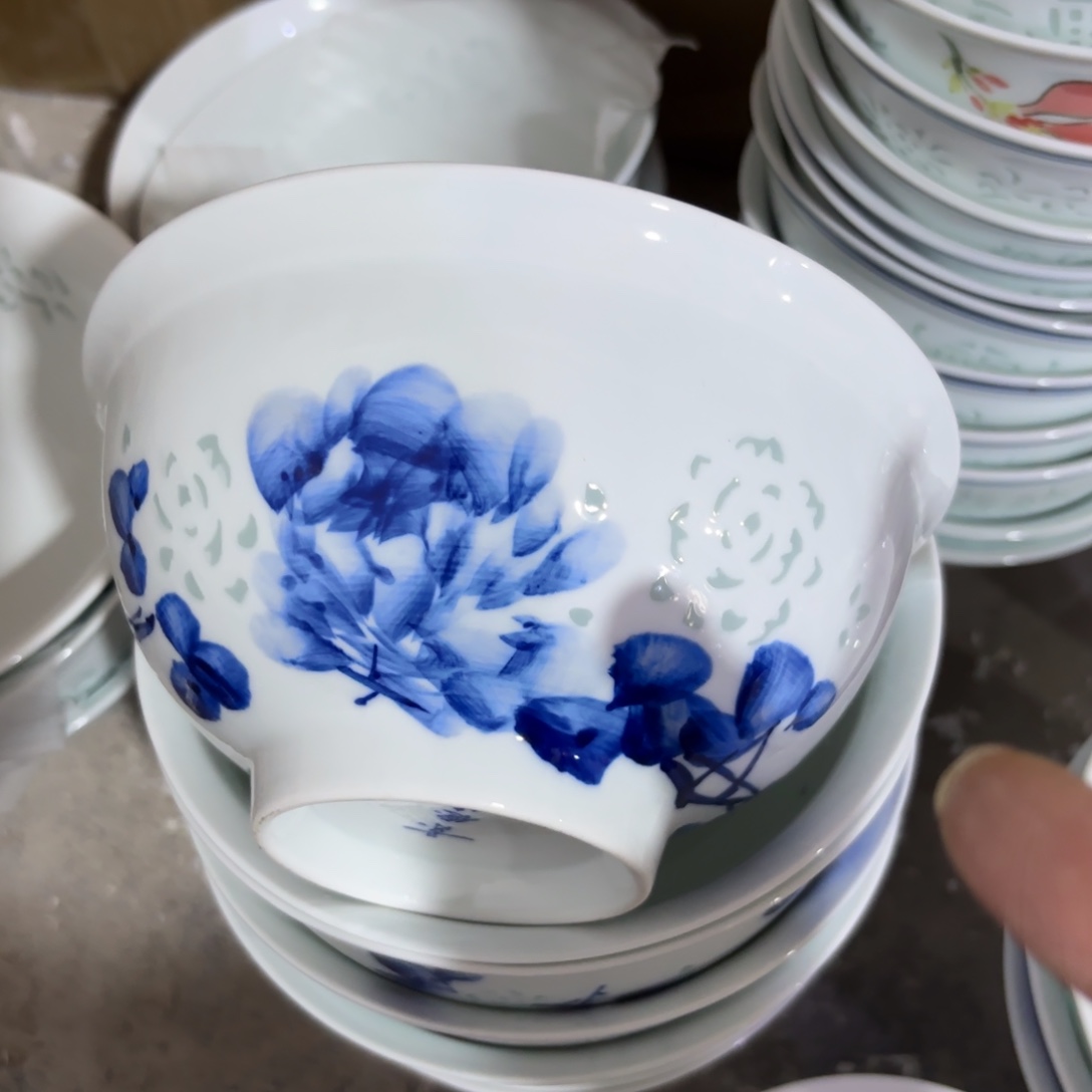 玉瓷景德镇陶面碗两只微瑕