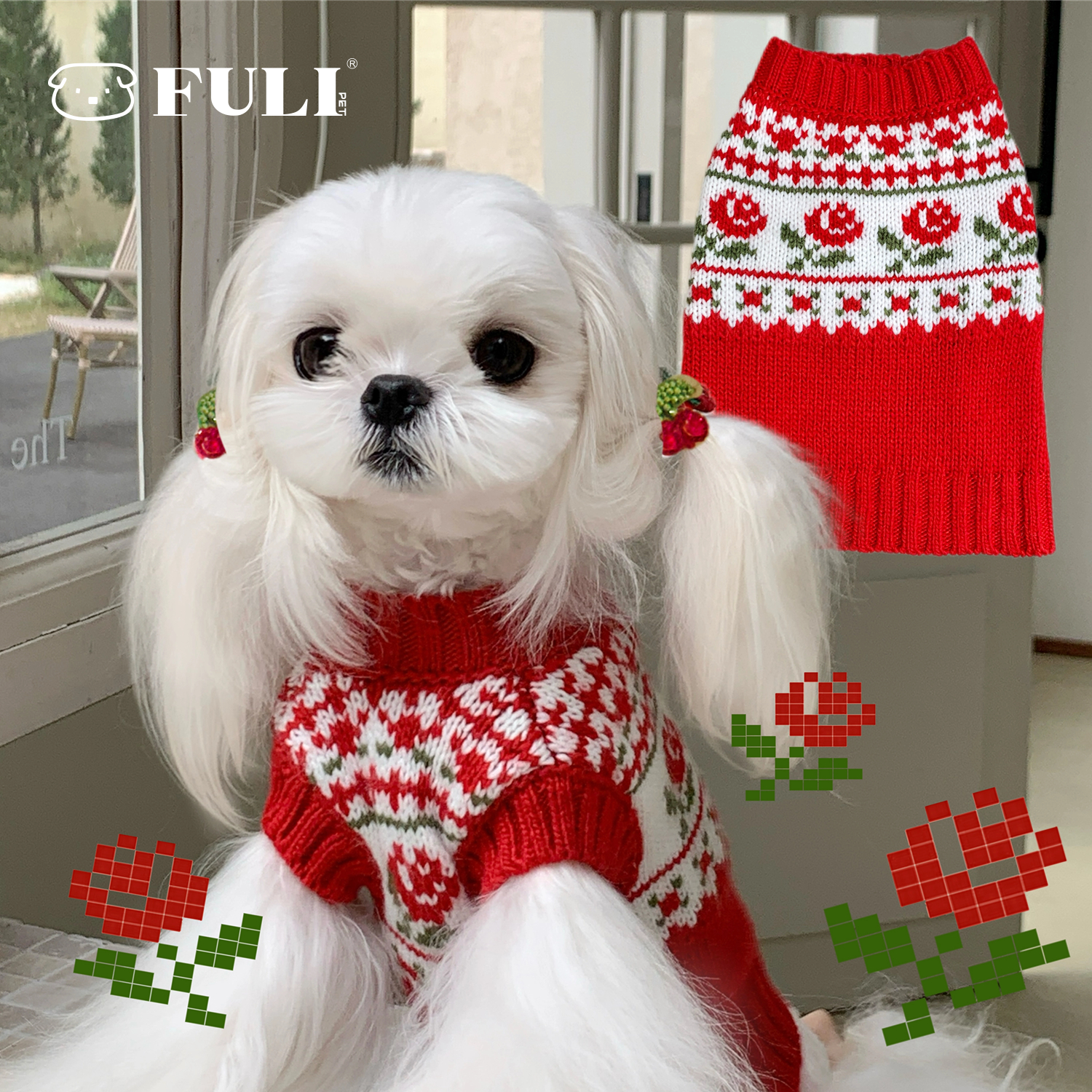 FULIPET「玫瑰庄园」.暖暖系列.西施犬马尔济斯比熊衣服