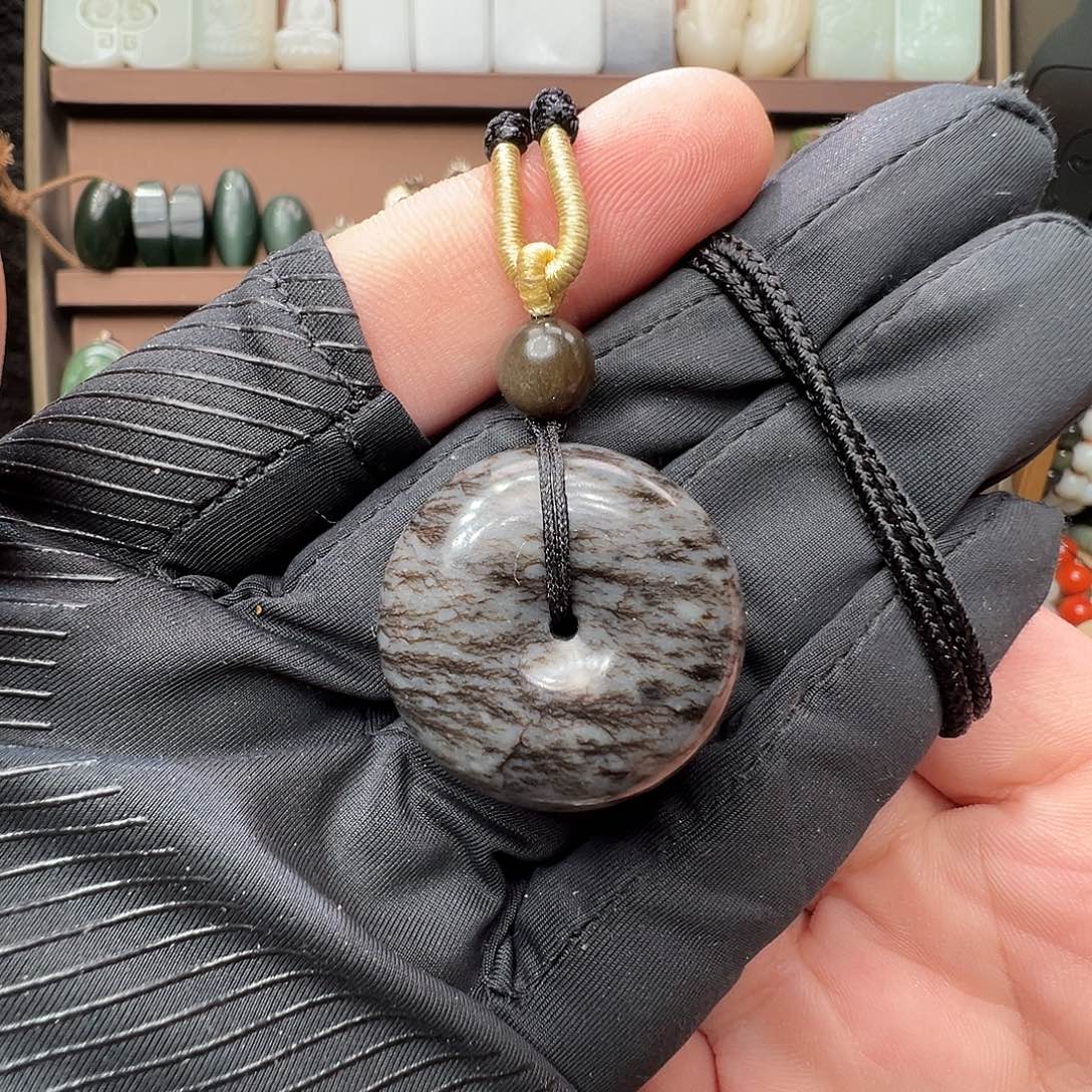 和田玉未镶嵌颈饰草花糖平安扣28.5/12.5mm 福利12