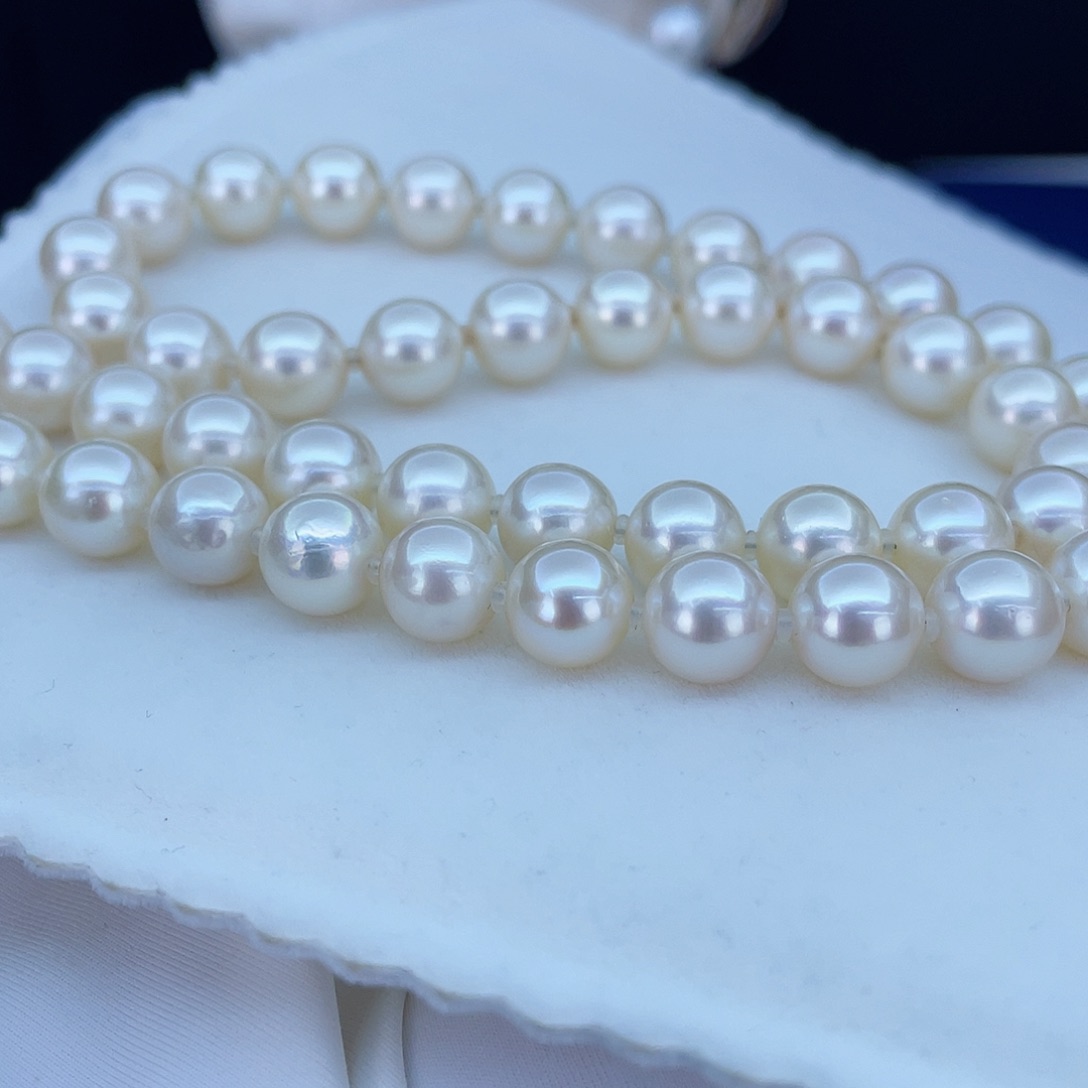 海水珍珠项链银S925镶嵌48号8.0一8.5