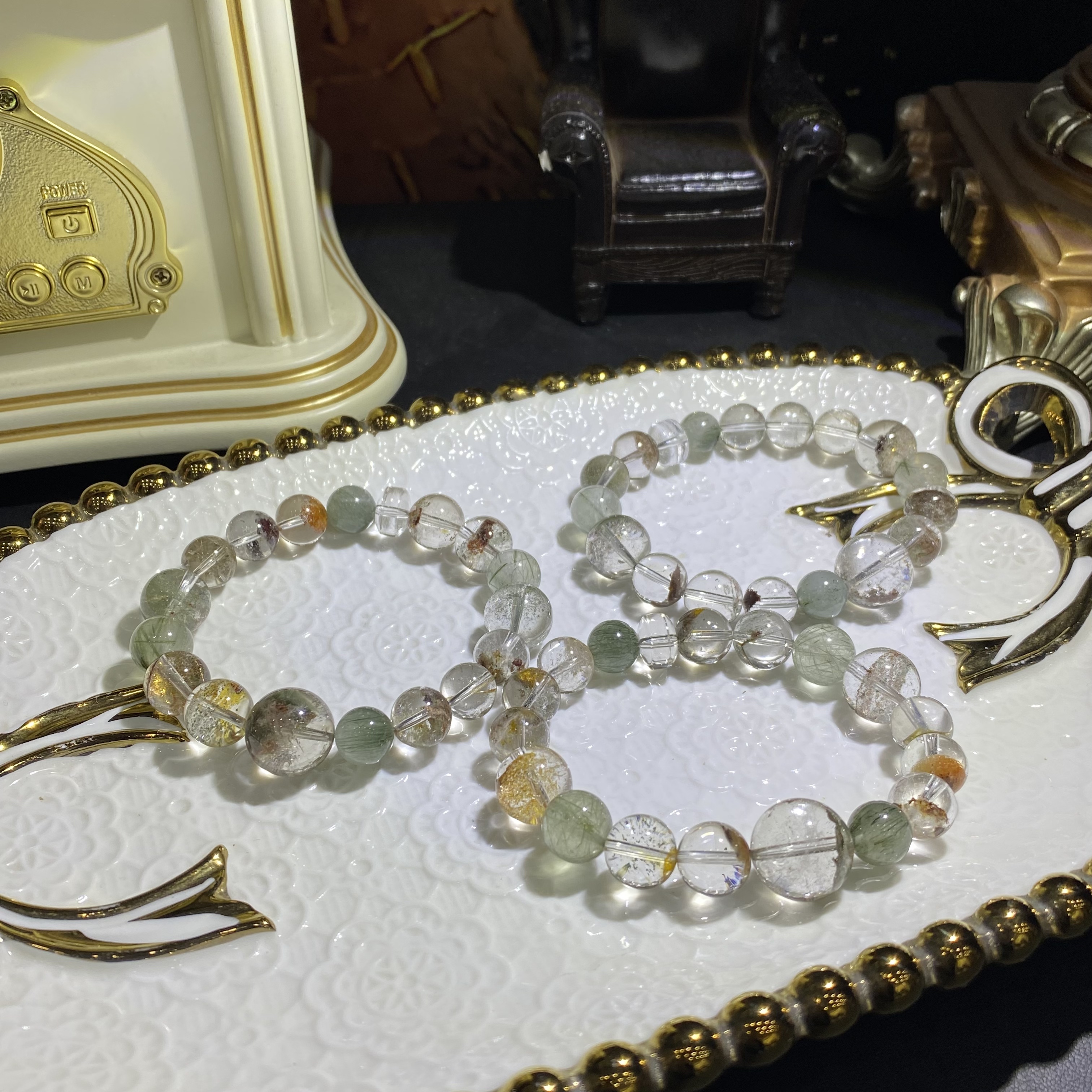 X1378-天然幽灵水晶多宝手串单圈设计款-多样性发其一