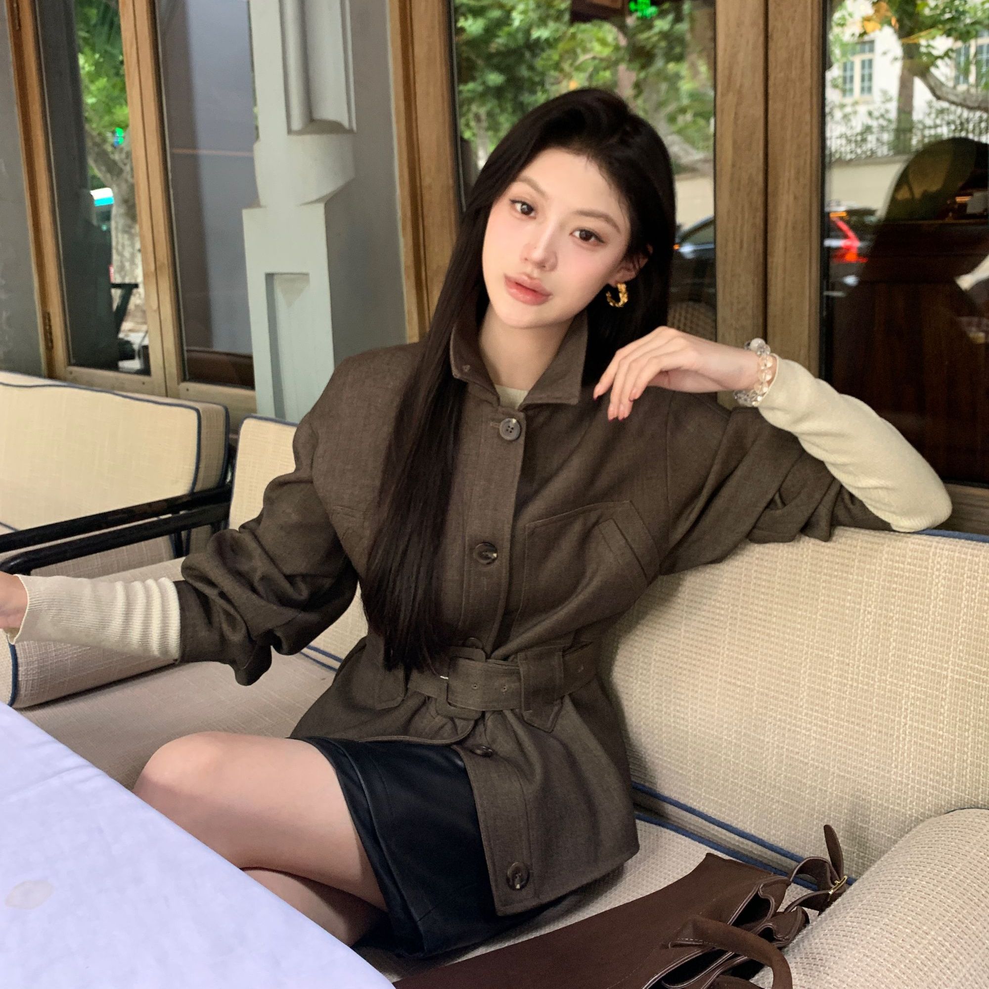 现货 JINY | “缪斯气场"【醋酸羊毛】廓形立领收腰外套女 MAW27567