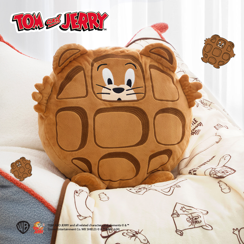 【超级薯饼驾到】周边jerry松饼毛绒玩偶抱枕毯子二合一