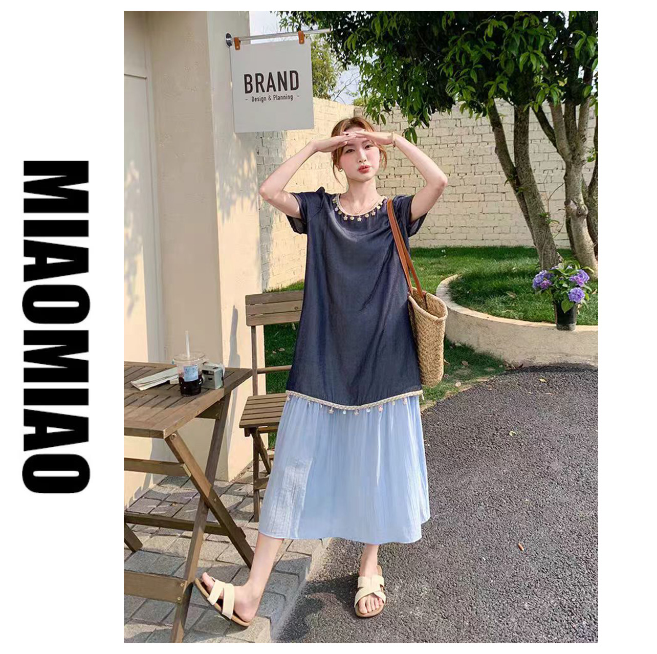 【苗苗】6802刺绣上衣套装女夏季大码胖妹妹时尚气质